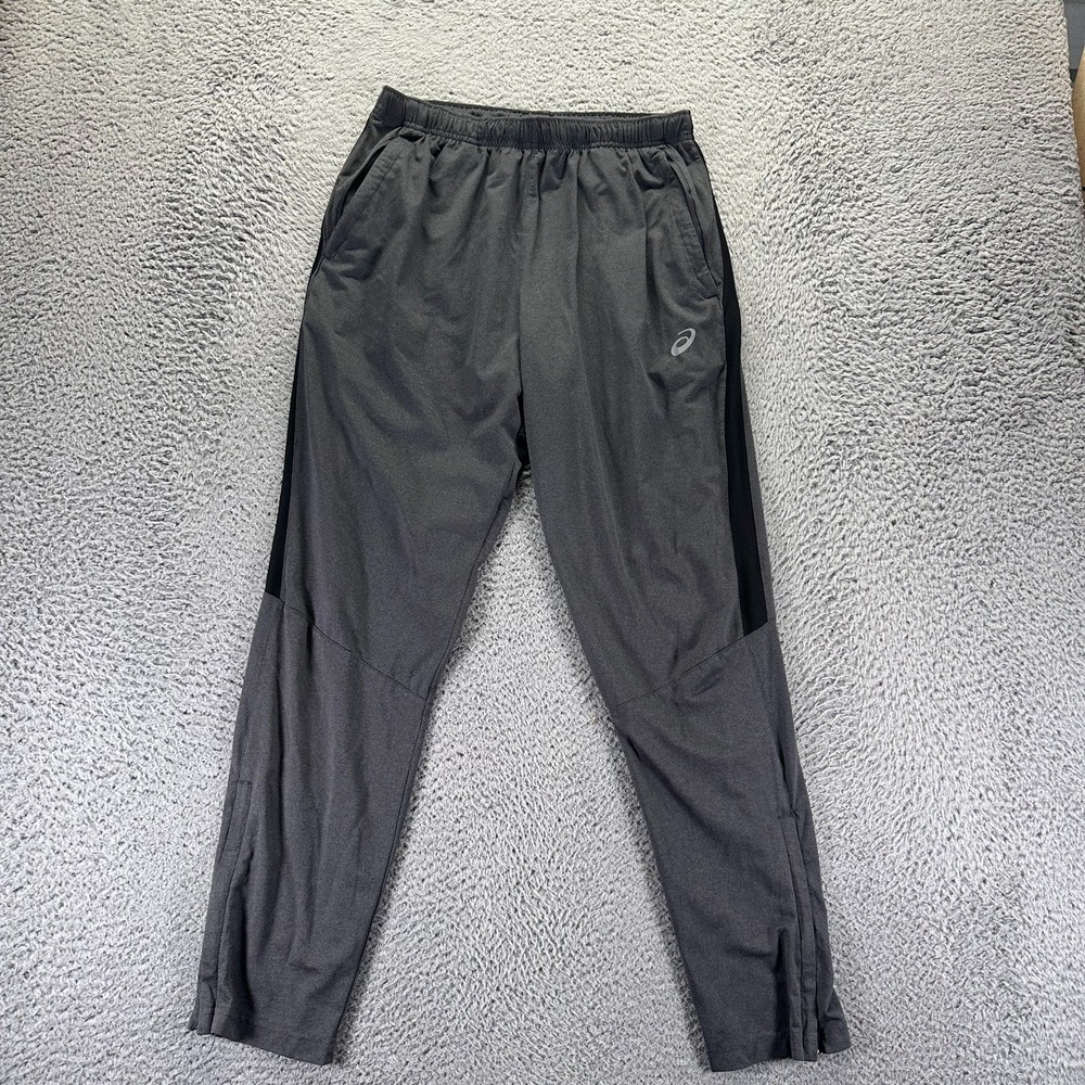 ASICS Pant Men's M Gray Polyester Track Running Jogging Gym Workout Stretch